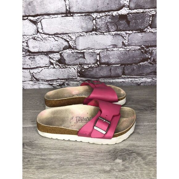 Birkis By Birkenstock Pink Leather Buckle Strap Platform Sandals Women Sz 35EU/5 - Picture 1 of 16